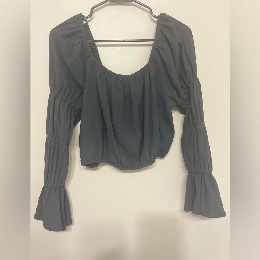 Free People‎ Black Gauze Crop Top Size S